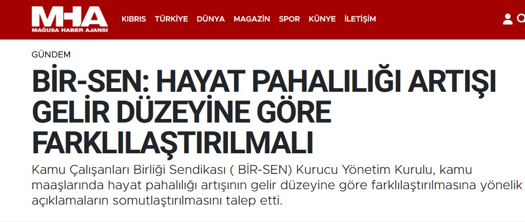 BİR-SEN :Hayat Pahalılığı Artışı Gelir Düzeyine Göre Farklılaştırılmalı